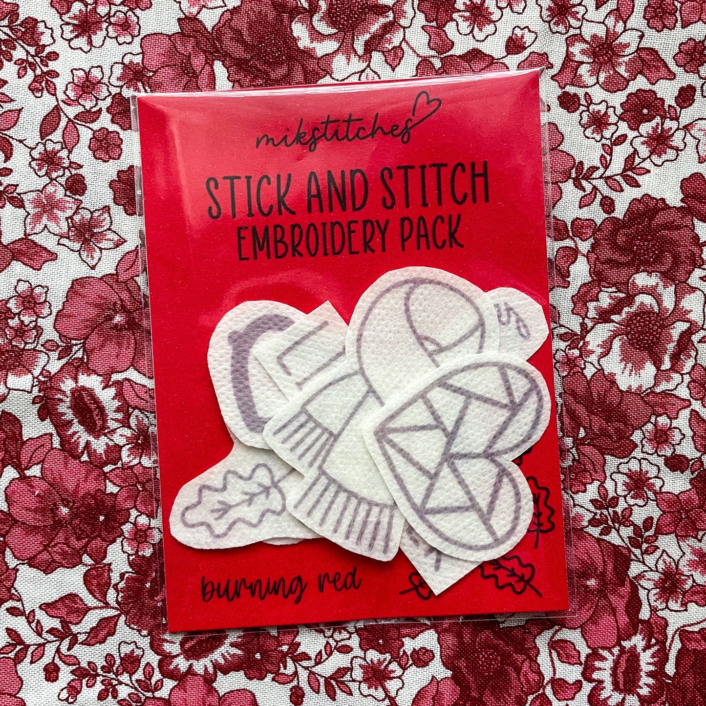 Red Inspired Embroidery Stick and Stitch Stickers