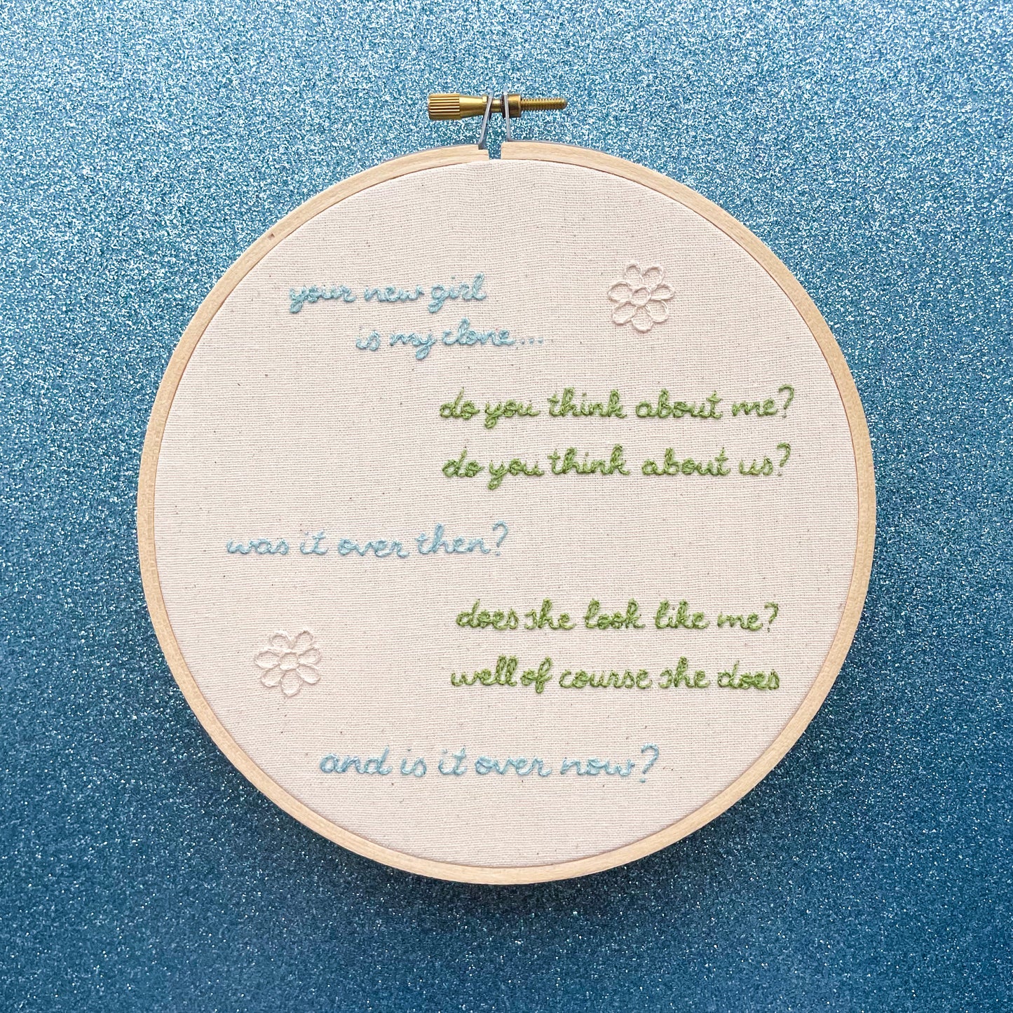 Maisie Peters Questions x Taylor Swift Is It Over Now? Inspired 6 Inch Embroidery Hoop