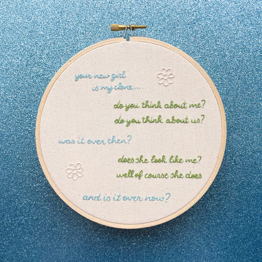 Maisie Peters Questions x Taylor Swift Is It Over Now? Inspired 6 Inch Embroidery Hoop