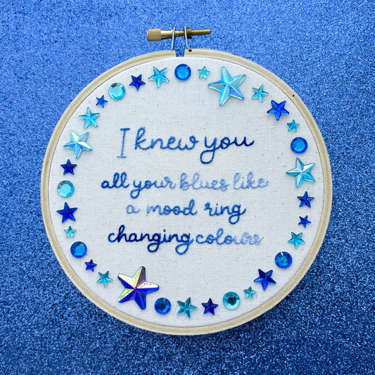 Taylor Swift I Knew It, I Knew You Inspired 5 Inch Embroidery Hoop