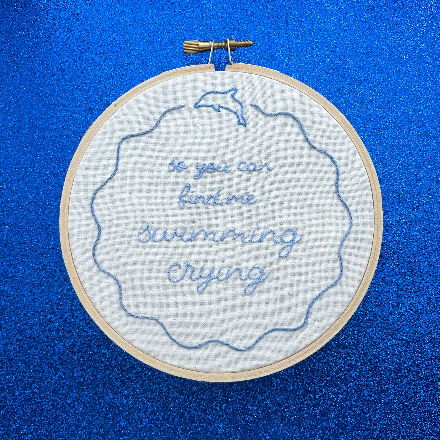 Gretta Ray Swimming, Crying Inspired 5 Inch Embroidery Hoop