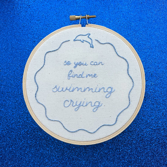 Gretta Ray Swimming, Crying Inspired 5 Inch Embroidery Hoop