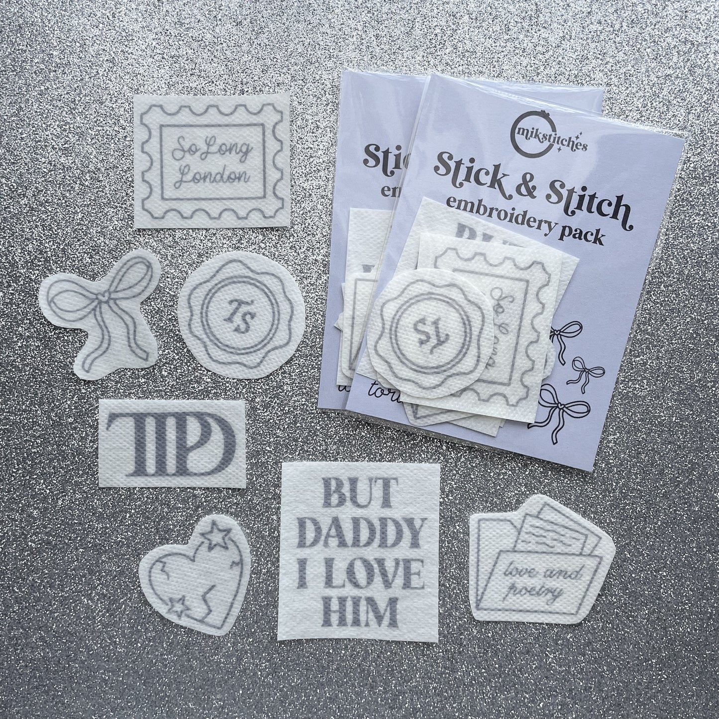 The Tortured Poets Department Inspired Embroidery Stick and Stitch Stickers
