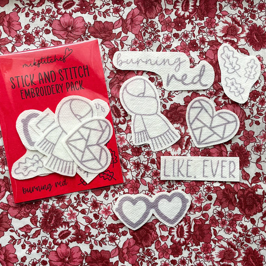 Red Inspired Embroidery Stick and Stitch Stickers